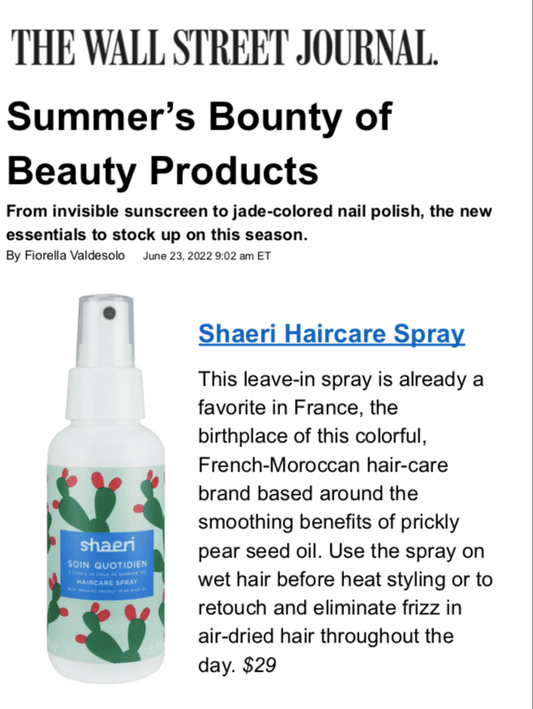 Shaeri Haircare Spray en The Wall Street Journal